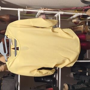 Yellow Lightweight top, women's size small, ruched sleeves